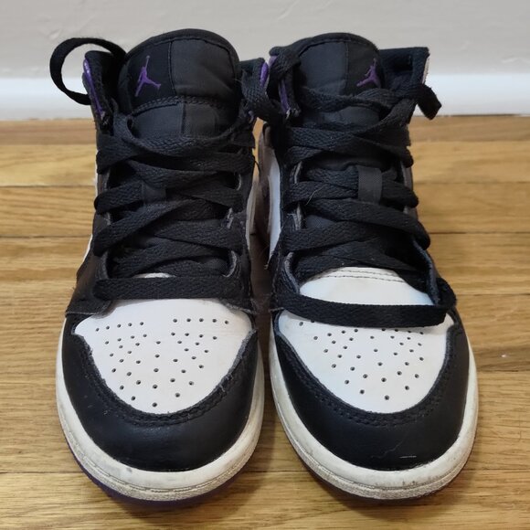 Nike Jordan mid sneakers - kids size 12C - purple black white shoes - Picture 3 of 8
